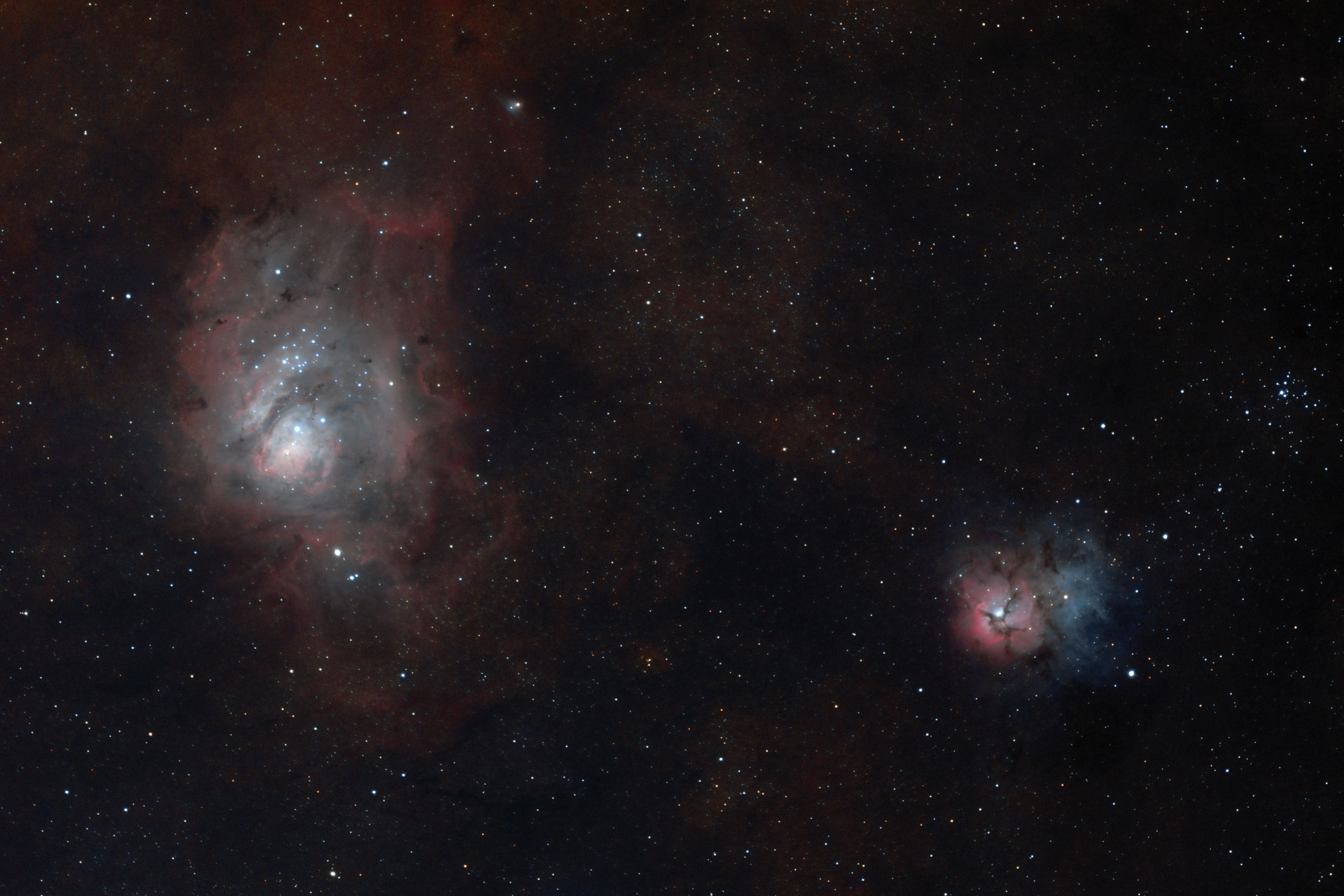 Messier 8 & Messier 20 - Lagoon & Trifid Nebulas